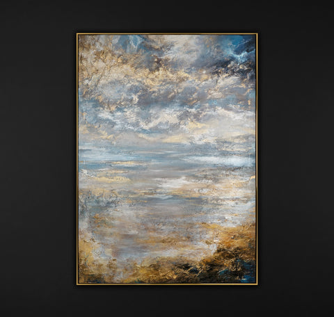 Textured landscape on canvas "Abstraction of a calm dawn"