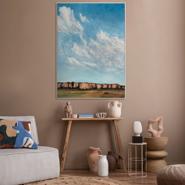 The painting "Under the Clouds" is a lyrical landscape with an emphasis on the sky