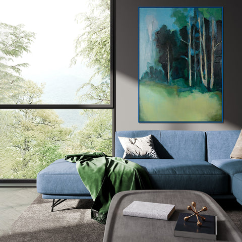 Serene forest landscape painting on canvas - framed nature wall art "Forest Composition"