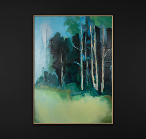 Serene forest landscape painting on canvas - framed nature wall art "Forest Composition"