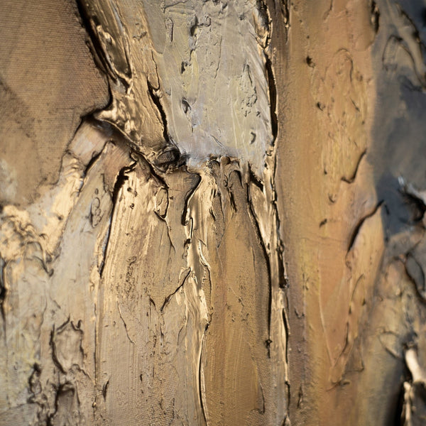 The painting "Mineral Depth" is an abstraction in a natural palette with an emphasis on texture