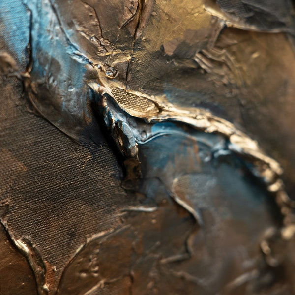 The painting "Mineral Depth" is an abstraction in a natural palette with an emphasis on texture