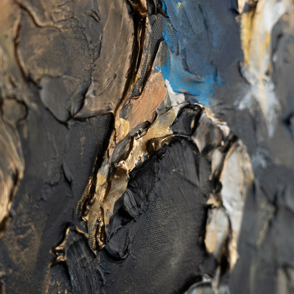 The painting "Mineral Depth" is an abstraction in a natural palette with an emphasis on texture