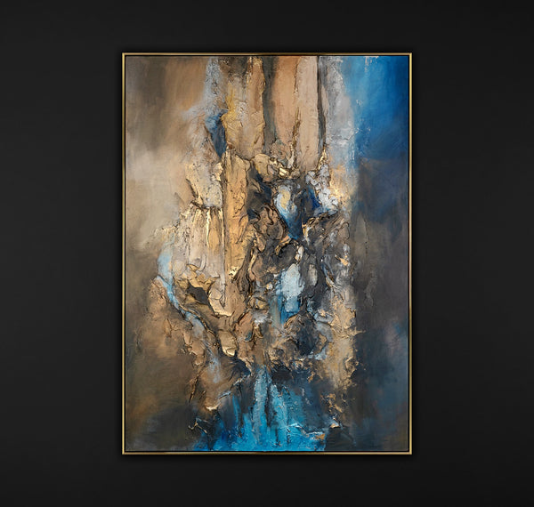 The painting "Mineral Depth" is an abstraction in a natural palette with an emphasis on texture