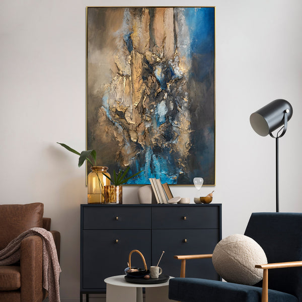 The painting "Mineral Depth" is an abstraction in a natural palette with an emphasis on texture