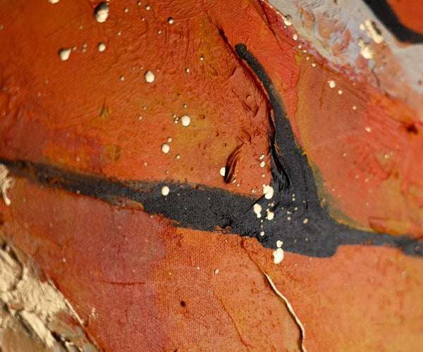 The painting "Fire Stream" is an abstraction with an explosion of energy and color