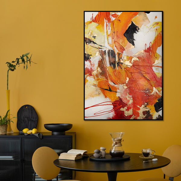 The painting "Fire Stream" is an abstraction with an explosion of energy and color