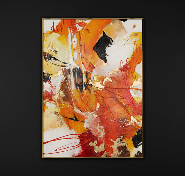 The painting "Fire Stream" is an abstraction with an explosion of energy and color