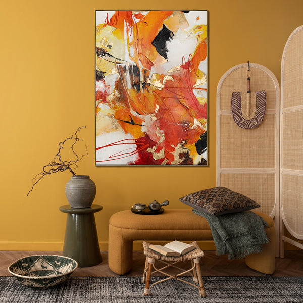 The painting "Fire Stream" is an abstraction with an explosion of energy and color