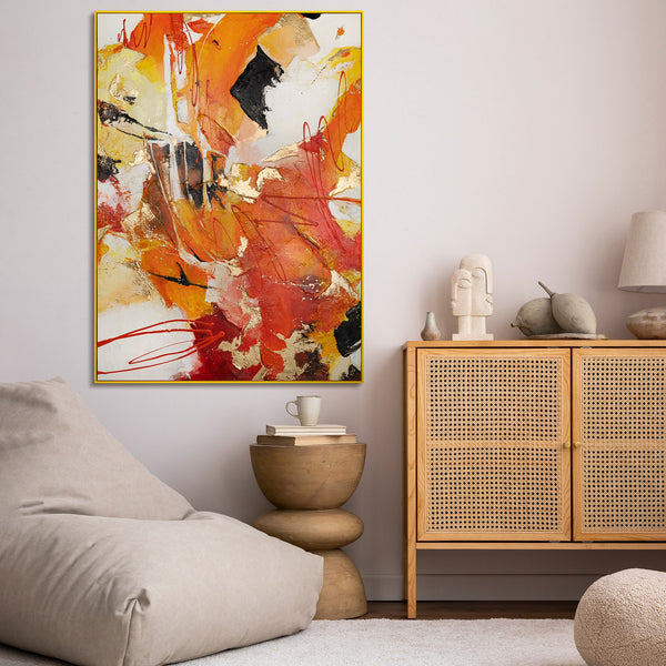 The painting "Fire Stream" is an abstraction with an explosion of energy and color