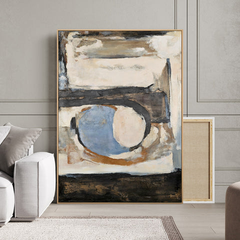 Framed abstract painting for modern interior "Geometry of color and texture"