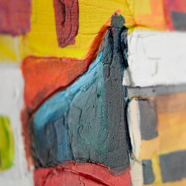 The painting "City of Colors" is a bright urban abstraction
