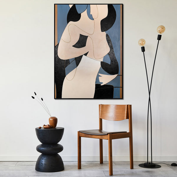 The painting "Dance of Lines" is a minimalist abstraction with figurative overtones