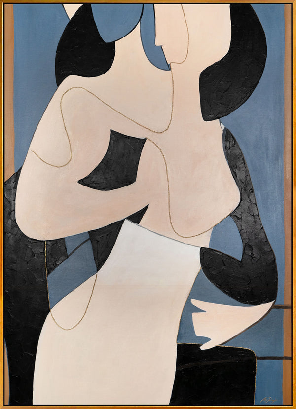 The painting "Dance of Lines" is a minimalist abstraction with figurative overtones