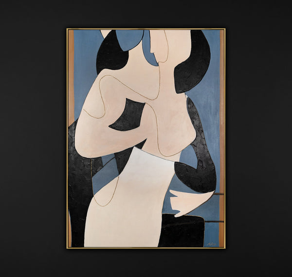 The painting "Dance of Lines" is a minimalist abstraction with figurative overtones