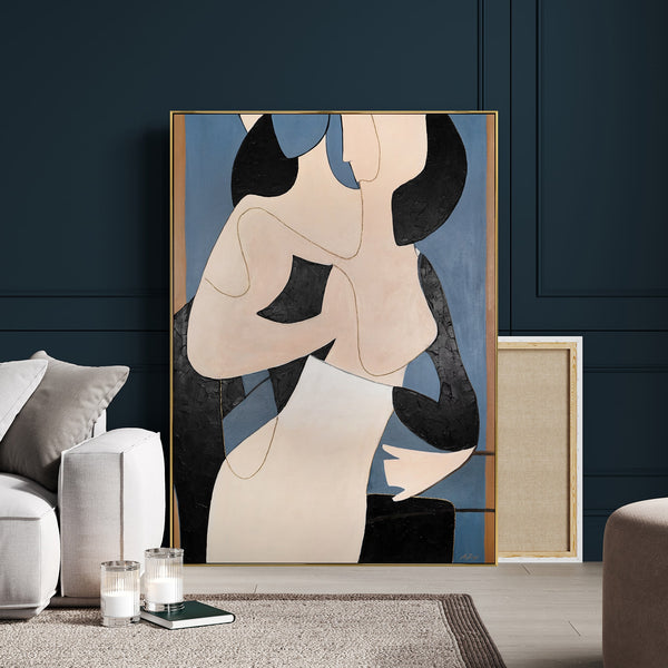 The painting "Dance of Lines" is a minimalist abstraction with figurative overtones