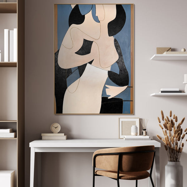 The painting "Dance of Lines" is a minimalist abstraction with figurative overtones