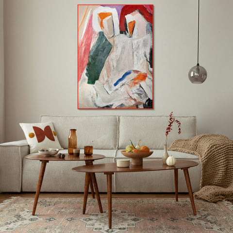 Hand-painted abstract art on canvas modern expressive style in neutral tones "Creativity"