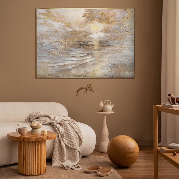 The painting "Sea Shine" is a calm sea panorama with sparkle