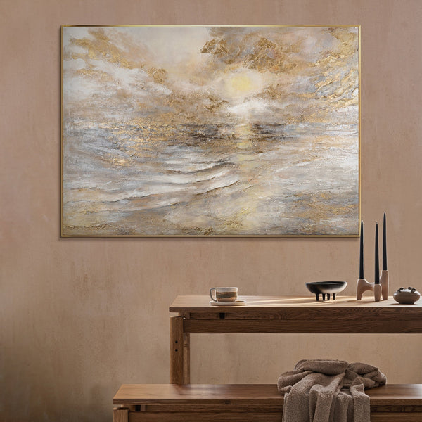 The painting "Sea Shine" is a calm sea panorama with sparkle