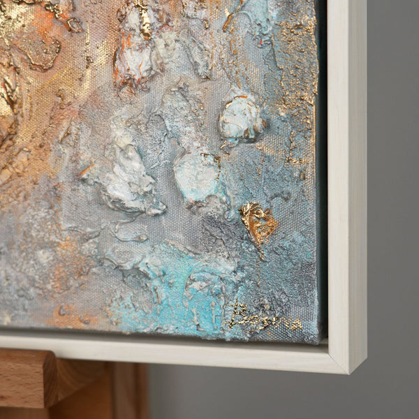 The painting "Royal Unicorns" is a fairy-tale triptych in a golden-pastel palette