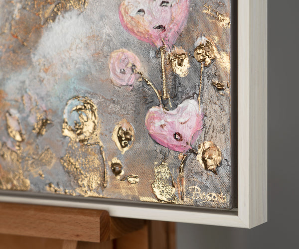The painting "Magical Fairy Tale" is a children's triptych in a soft pastel palette