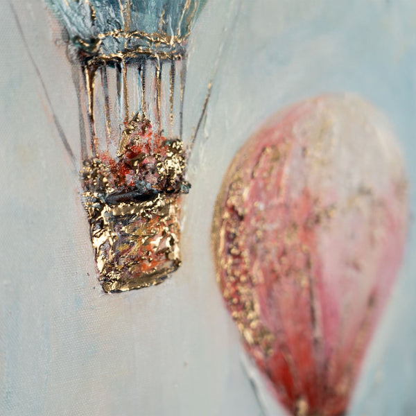 The painting "Air Dreams" is a children's triptych in a fairy-tale atmosphere