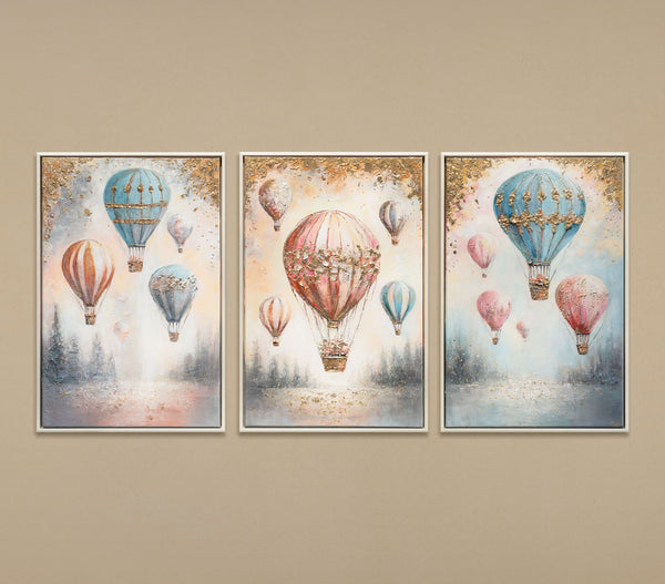 The painting "Air Dreams" is a children's triptych in a fairy-tale atmosphere
