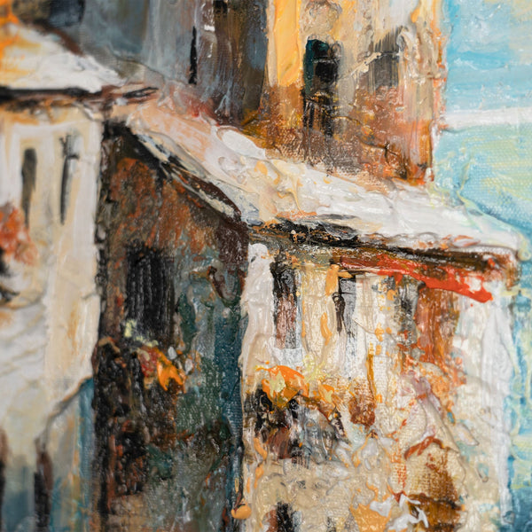 Painting "City by the Sea" - Mediterranean landscape with houses