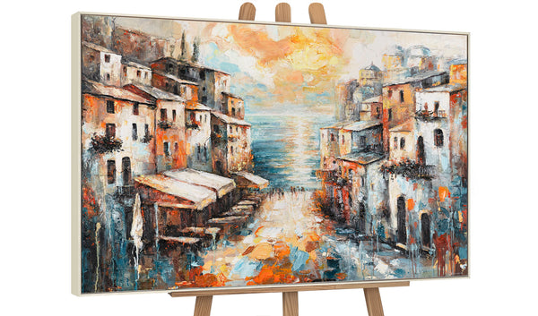 Painting "City by the Sea" - Mediterranean landscape with houses