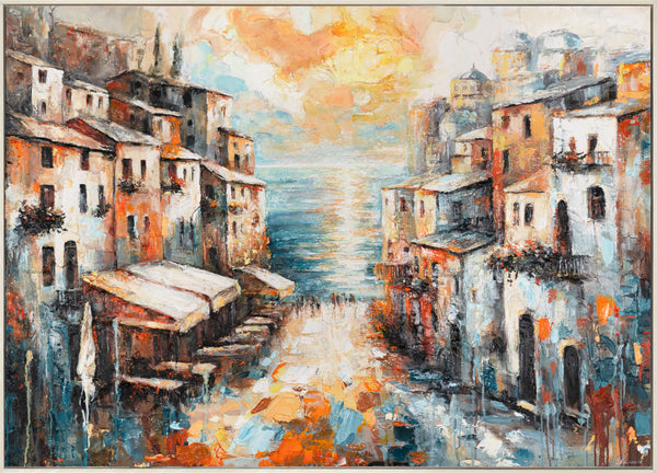 Painting "City by the Sea" - Mediterranean landscape with houses
