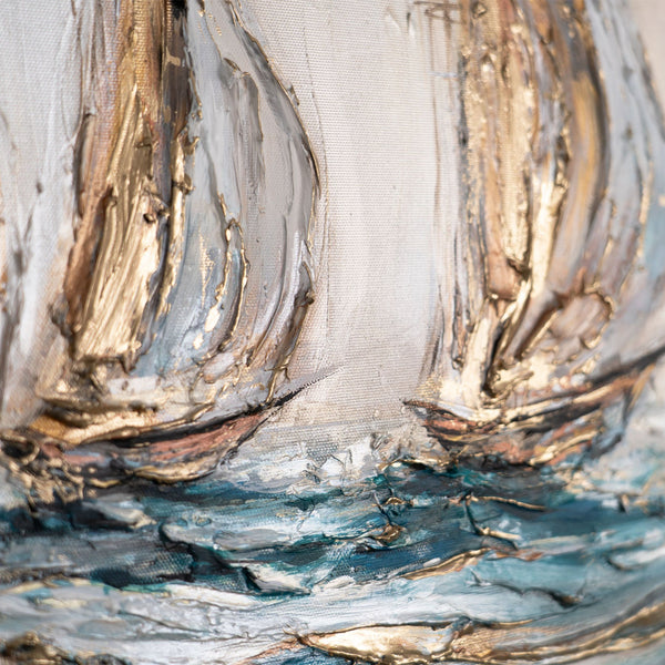 The painting "Waves of Time" is an abstract marine inspiration