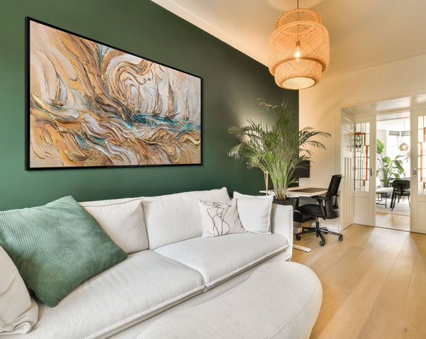 The painting "Waves of Time" is an abstract marine inspiration