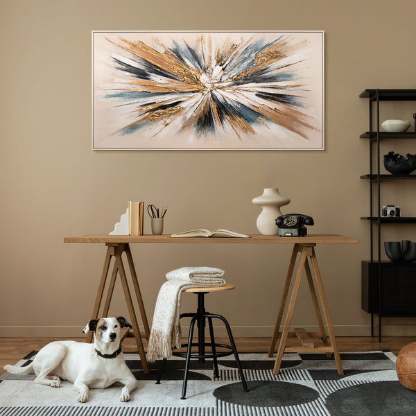 The painting "Impulse" is an abstract explosion of color and energy