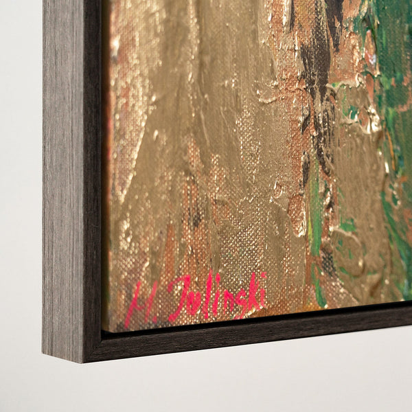 Painting "Bloom of Souls" - a symbolic couple in green tones