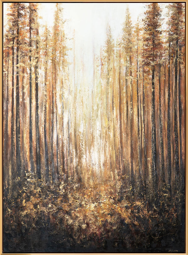 The painting "Forest Glow" - sunlight in the depths of the forest