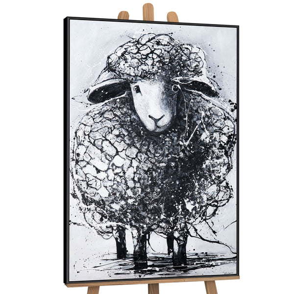 The painting "Kurdryashka" is a textured image of a sheep in monochrome