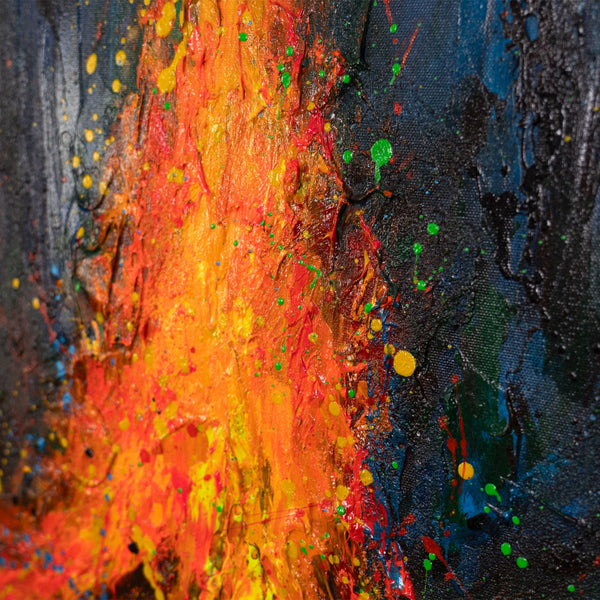 "Song of Fire" - an expressive painting with flames in the forest