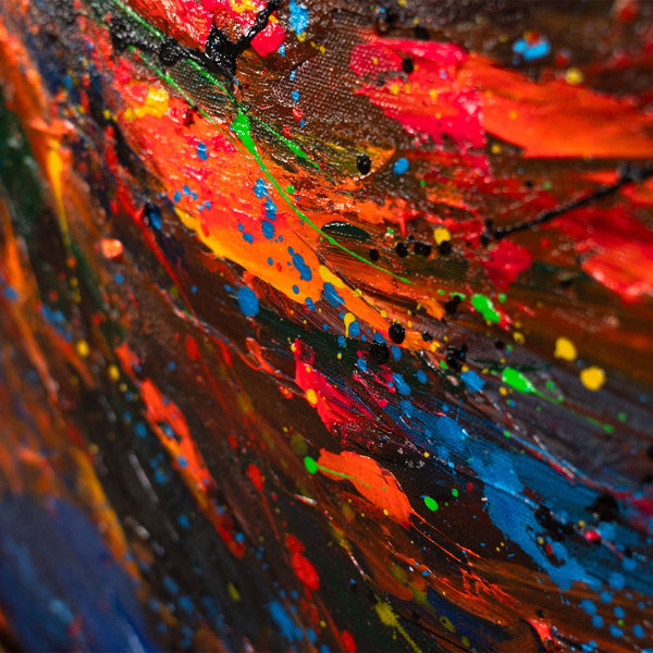 "Song of Fire" - an expressive painting with flames in the forest