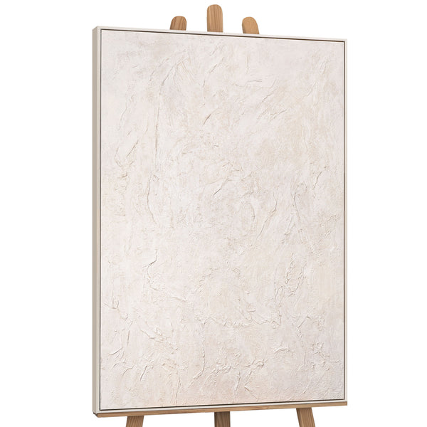 The painting "Surface Calm" is a textural abstraction in warm tones.