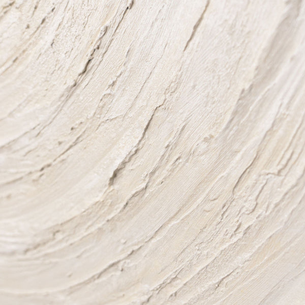 The painting "Pulsation of Light" is a textured symmetry in beige tones