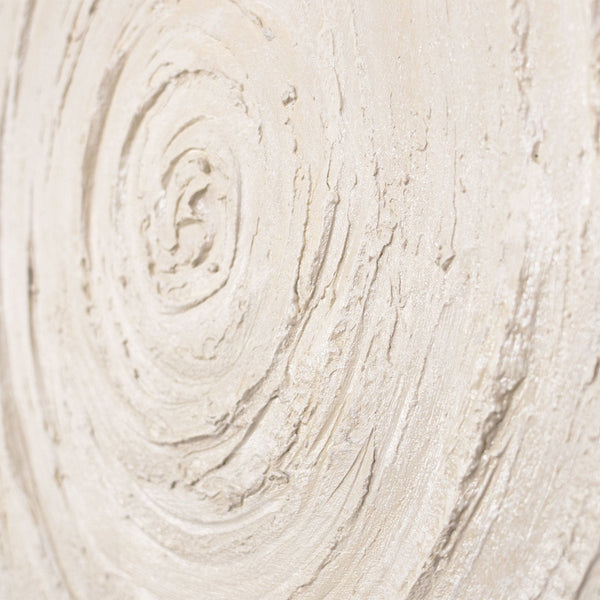 The painting "Pulsation of Light" is a textured symmetry in beige tones