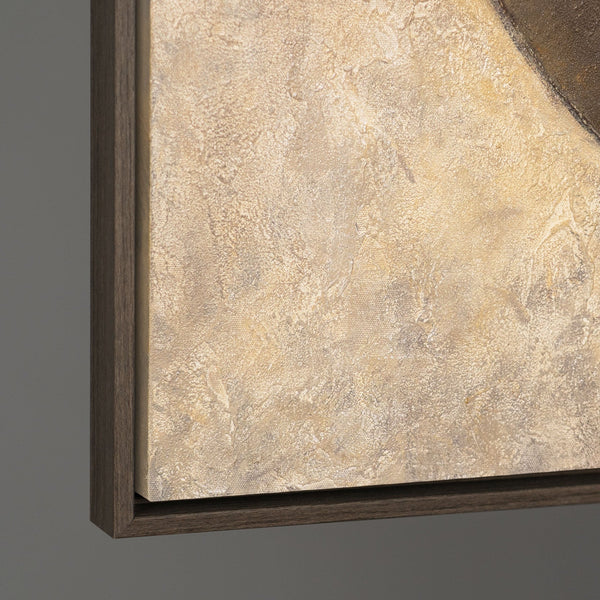 The painting "Symmetry of Form" is a geometric abstraction in neutral tones