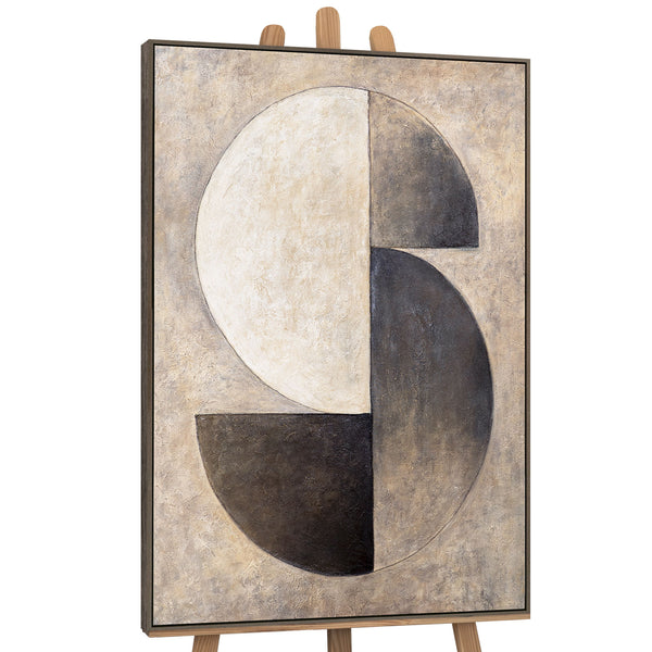 The painting "Symmetry of Form" is a geometric abstraction in neutral tones