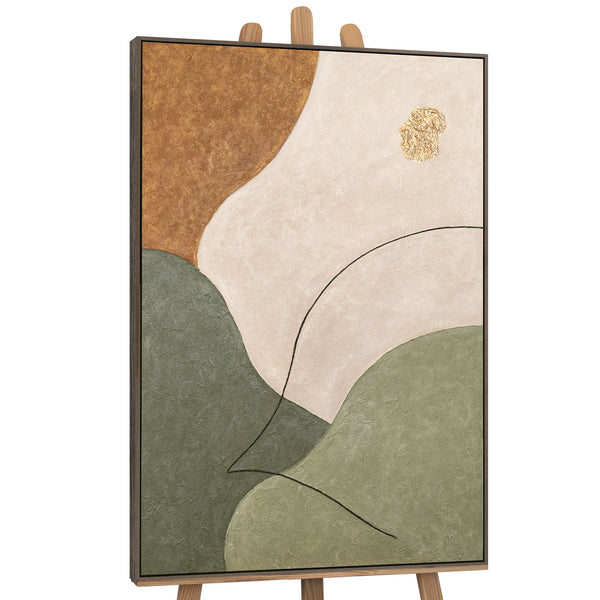The painting "Lines of Calm" is an abstract composition with natural colors