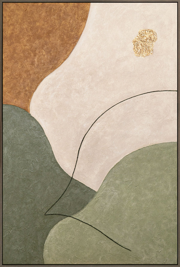 The painting "Lines of Calm" is an abstract composition with natural colors