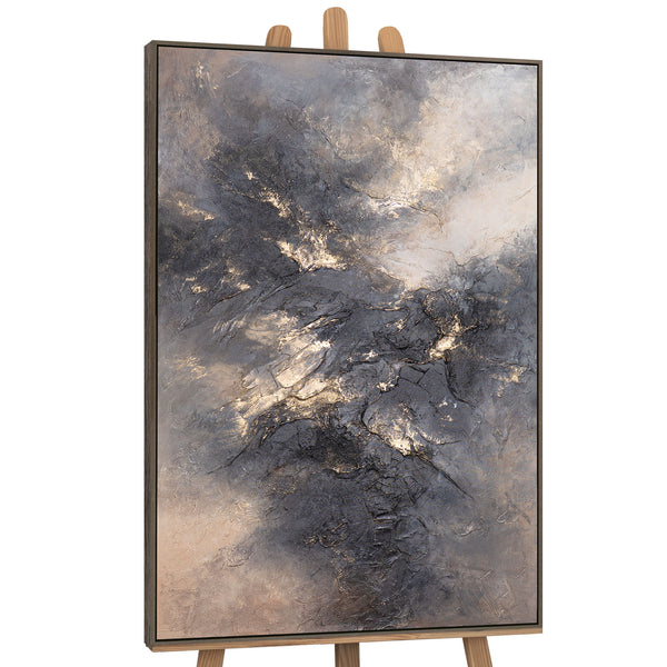 The painting "Lines of Calm" is an abstract composition with natural colors