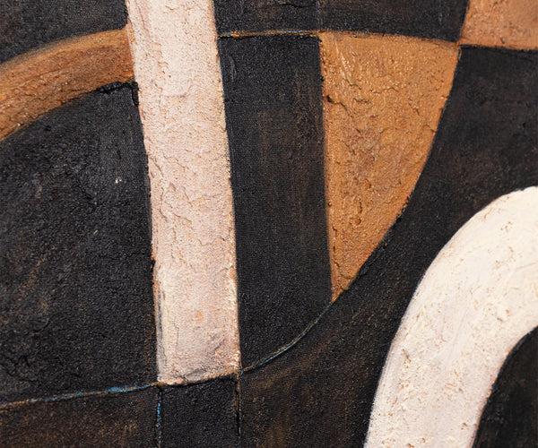 The painting "Lines of Calm" is an abstract composition with natural colors