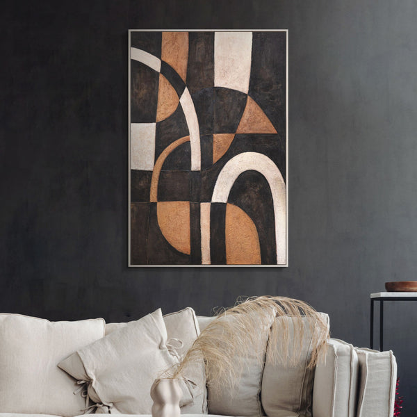 The painting "Lines of Calm" is an abstract composition with natural colors
