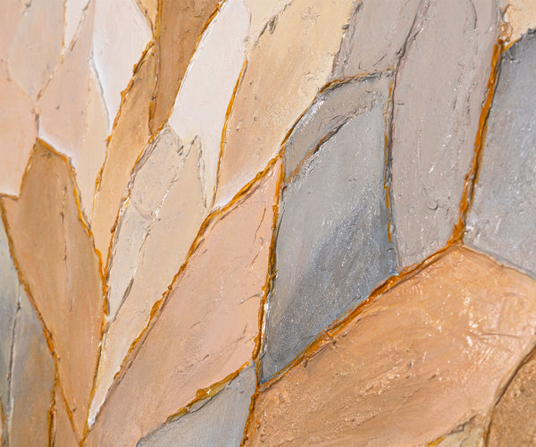 The painting "Lines of Calm" is an abstract composition with natural colors